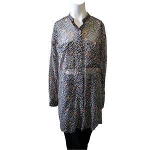 Patterson J Kincaid small black floral sheer long sleeve button down shirt